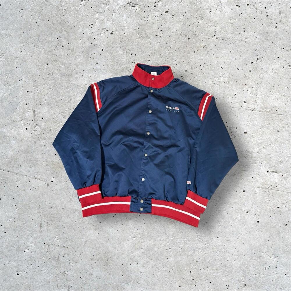Vintage Reebok Varsity Button Up Jacket Blue Men’s